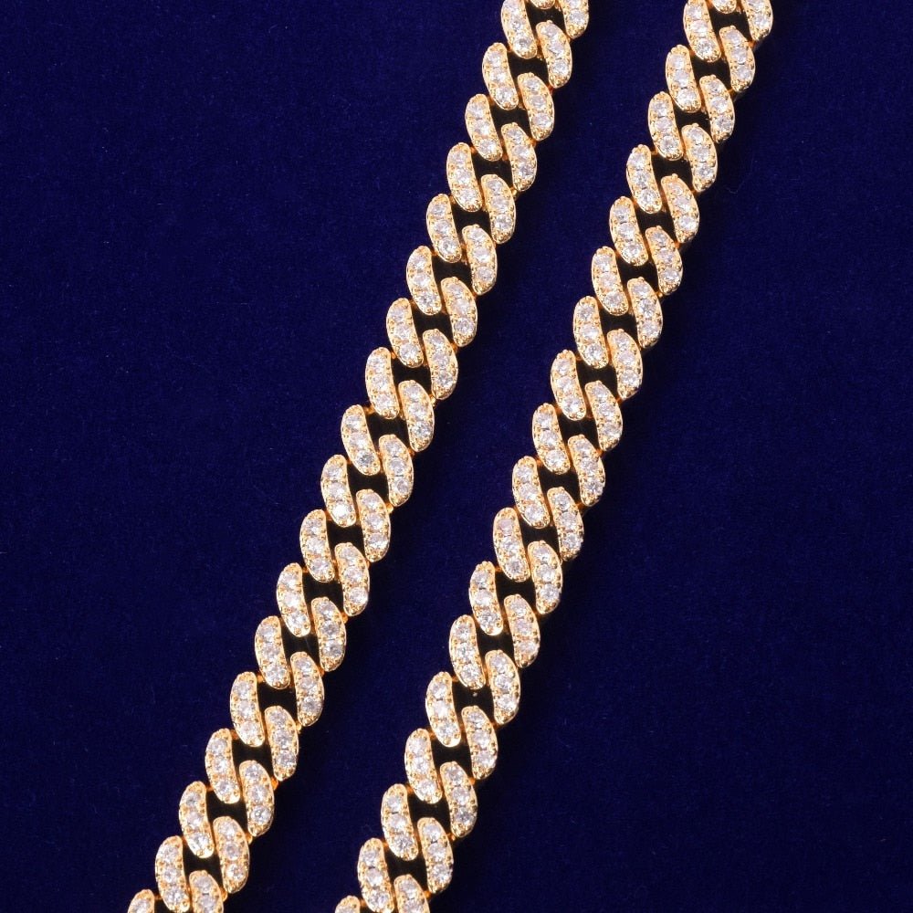 10mm Gold Miami Cuban Link Necklace Bling AAAA Zircon Charm Men's Hip Hop Chain Women Jewelry-4