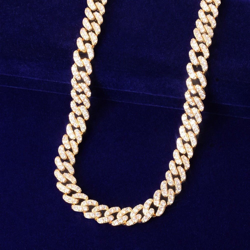 10mm Gold Miami Cuban Link Necklace Bling AAAA Zircon Charm Men's Hip Hop Chain Women Jewelry-3