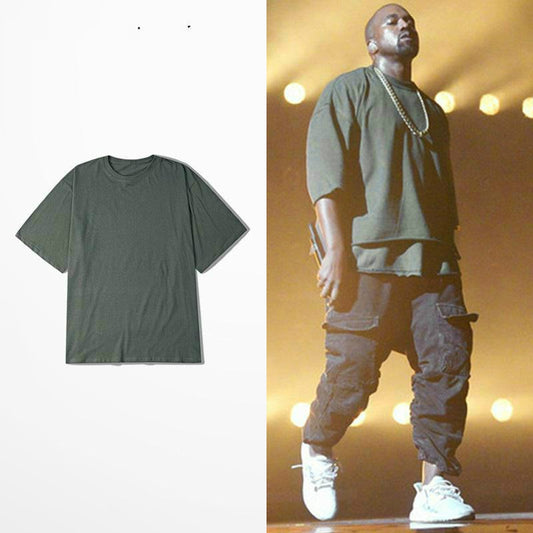 Vintage Oversize Kanye West  Half Sleeve Brand Clothing Hip Hop Tee Shirt-0